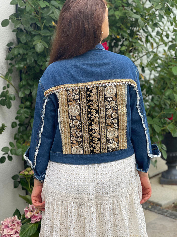 Boho Jeansjacke blau Vintage Festival | nessesary.com